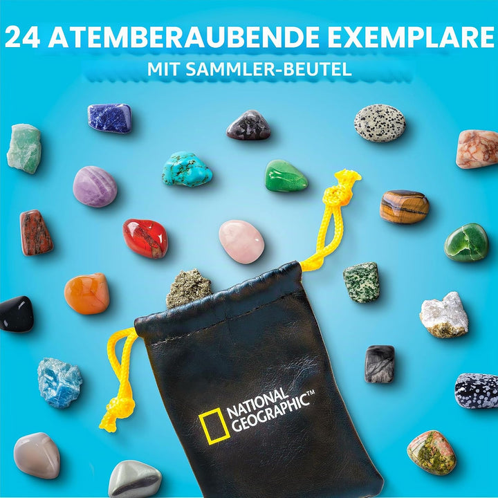 NATIONAL GEOGRAPHIC Edelstein-Adventskalender 2023 - Adventskalender für Kinder mit 24 Edelsteinen z