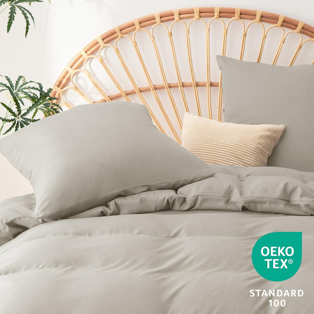 WAVVE Bettwäsche 200x200 3 teilig Beige - Bettbezug 200 x 200 Set mit Kissenbezüge 80x80 cm, Bettwäs