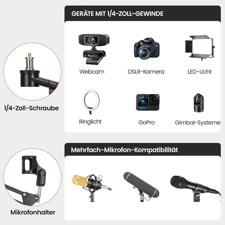 TARION Titanrig Arm Module Y: Kamera Tischstativ Overhead Stativ Tischhalterung Klemmstativ Flexibel