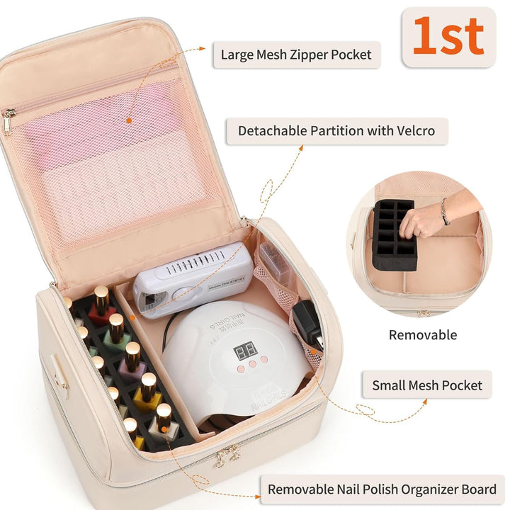 Nagellack Aufbewahrung, Doppelschicht Nagellack Organizer Tasche, Reise Aufbewahrungsbox für 45 Flas