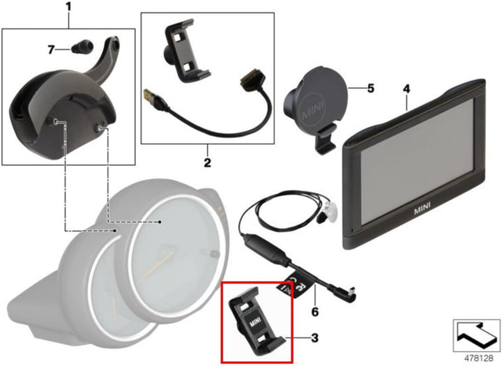 Original MINI Click Drive Spange Handyhalterung für MINI F54, F55, F56, F57, F60