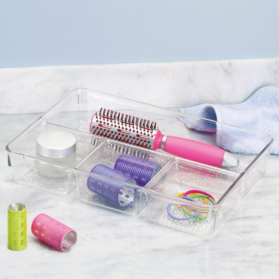 iDesign Kosmetik Organizer, Sortierkasten mit Struktur für Make-up aus Kunststoff mit 4 Fächern, zur