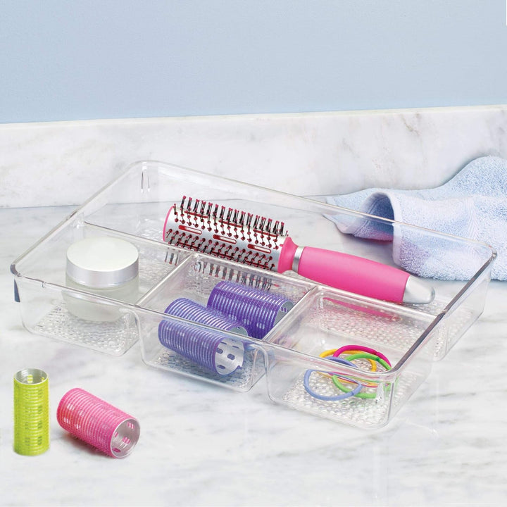 iDesign Kosmetik Organizer, Sortierkasten mit Struktur für Make-up aus Kunststoff mit 4 Fächern, zur