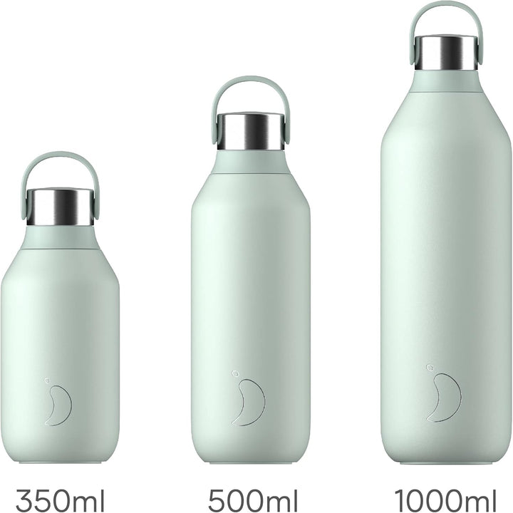 Chilly's Series 2 Trinkflasche - Isolierflasche aus Edelstahl mit Soft-Touch-Kragen & Trageschlaufe