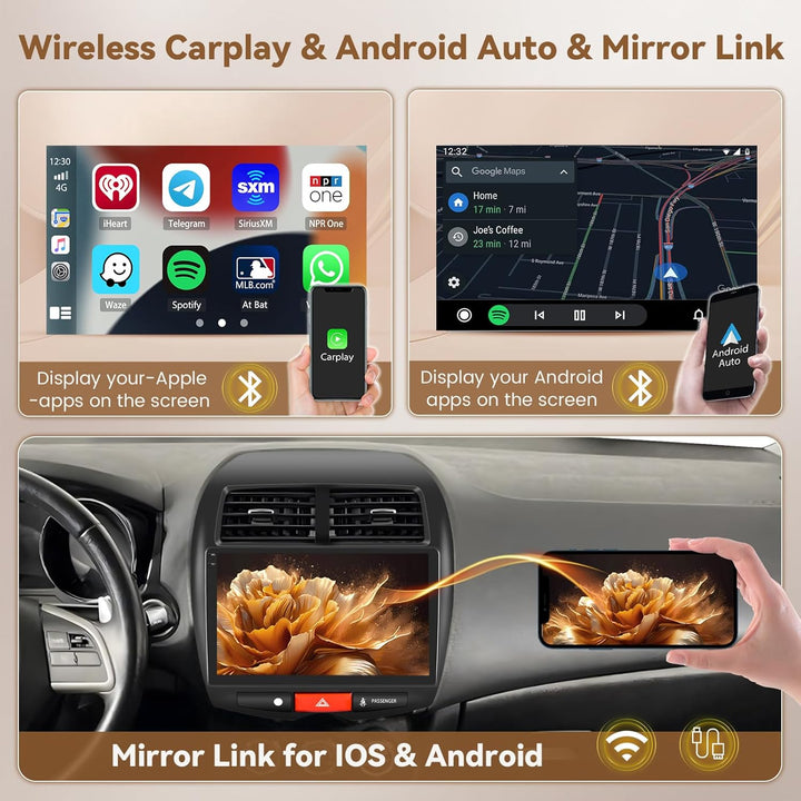 Hikity Android 15 4+128G Autoradio für Mitsubishi ASX 2010-2016/Peugeot 4008 2012/Citroen C4 2007-20