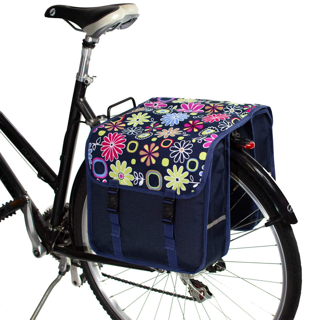 BikyBag Classic Doppel-Fahrradtasche, 2x13L Gepäckträgertasche, Wasserabweisend, mit Reflektoren (Ro