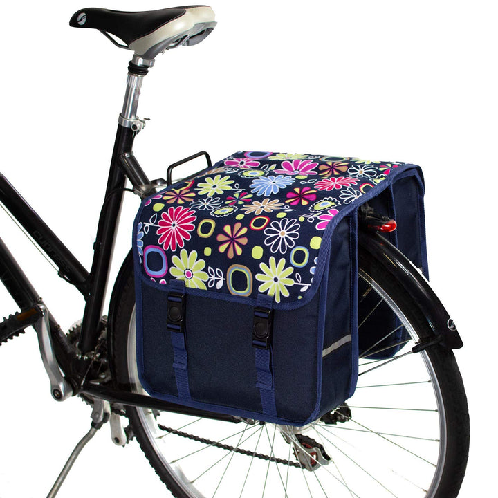 BikyBag Classic Doppel-Fahrradtasche, 2x13L Gepäckträgertasche, Wasserabweisend, mit Reflektoren (Ro