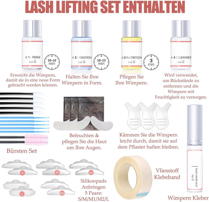 Wimpernlifting Set, 2025 Aktualisiertes Lash Lifting Set, Sicherheit Wimpernwellen Starter Kit, Natü