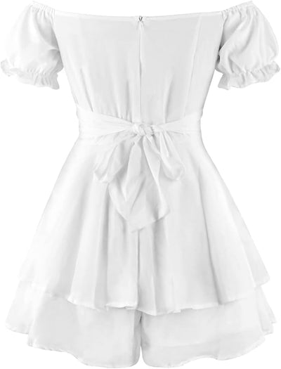 FYMNSI Damen Sommer Jumpsuit Elegant Schulterfrei Cocktail Party Festlich Overall Hosenanzug Playsui