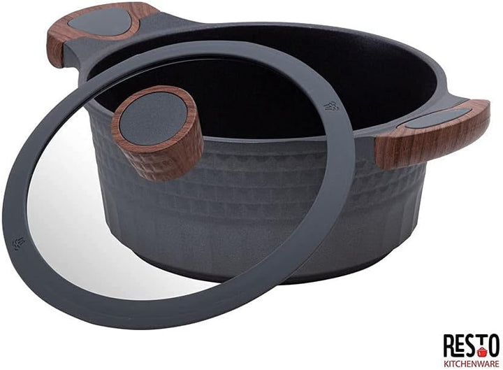 RESTO Kochtopf Schmortopf 6,6L mit Deckel 28cm, H=12,5cm | Antihaftbeschichtung | im Geschenkkarton