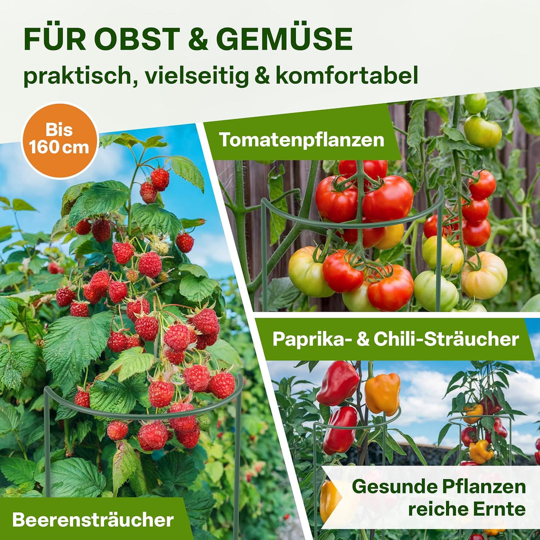 TTL GARDEN Strauchstützen 100cm x 40cm 16er Set + Klettband - Pflanzenstütze Stahl rostfrei Kunststo