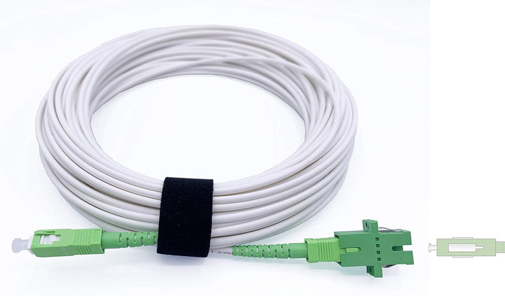 Elfcam® - 15m Glasfaserkabel SC/APC auf SC/APC Simplex Singlemode, Lieferung mit LWL Adapter, LWL ka