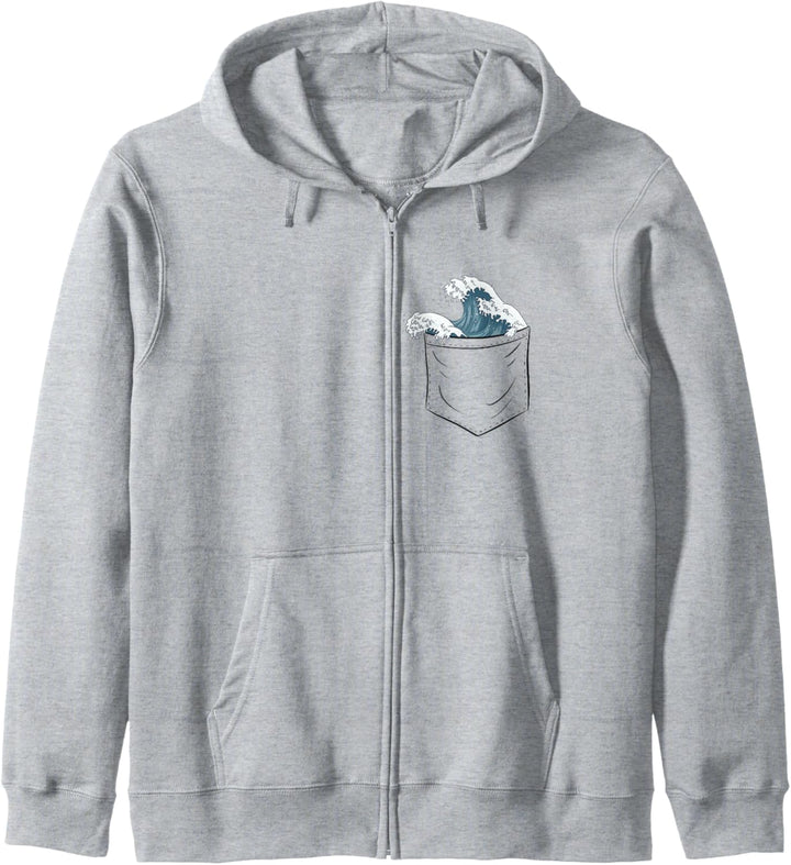 Wild brechende japanische Welle in deiner Tasche Kapuzenjacke