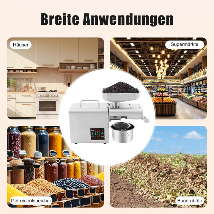 Edelstahl Ölpresse Heiss Kaltöl Extraktionsmaschine Elektrisch öl Automatische Ölpresse Maschine für