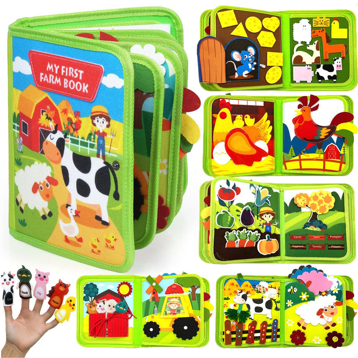 KOGMOW Busy Board Montessori Spielzeug ab 1 Jahr, Quiet Book mit Bauernhof Thema, Montessori Spielze