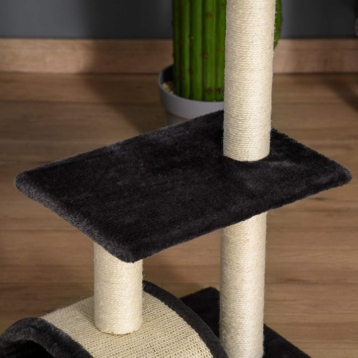 PawHut Kratzbaum 72 cm mit Plüschballen für mittelgrosse Katzen Grau | Sisalstämme, Plattform, Kratz