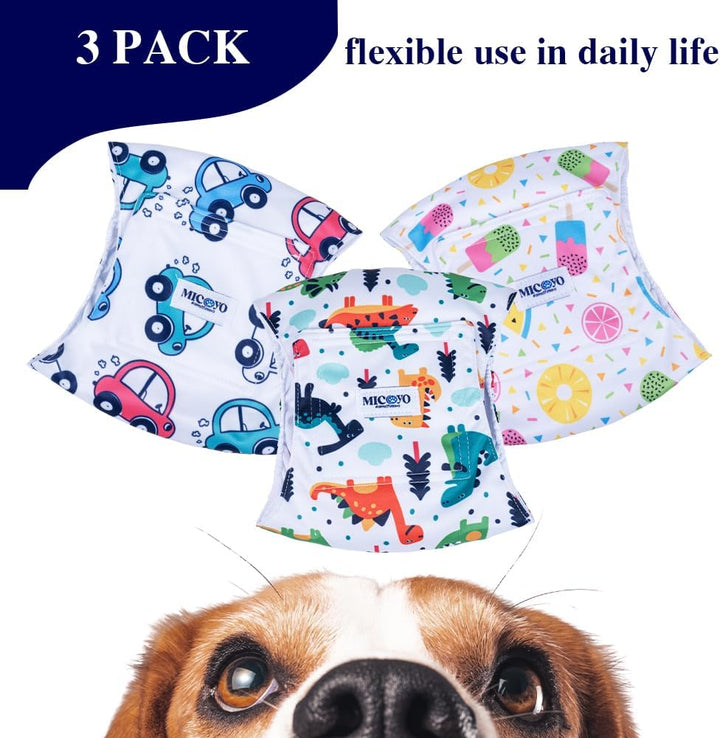 MICOOYO Wiederverwendbare Hundewindeln für Männer, 3er-Pack, waschbare Bauchbänder für Hunde, super