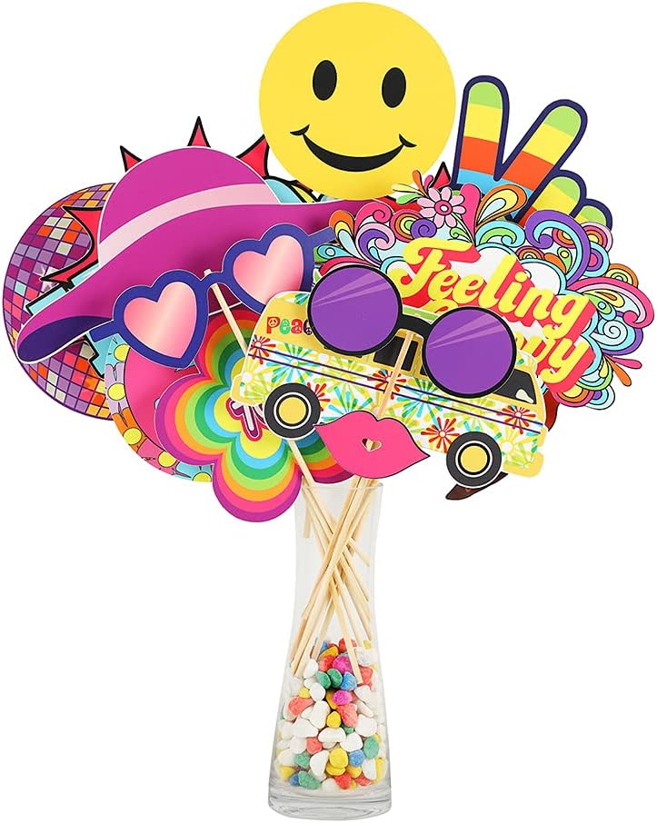 70th Birthday Decoration Photo Props, 41 Stück 1970 Photo Props mit Stöcken für Party Decoration, Pa