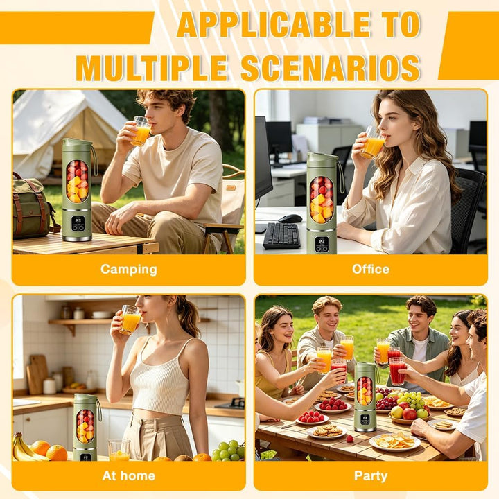 Tragbarer Mixer, 450ml Mixer Smoothie Maker to Go, Portable Blender mit 12-Blatt, Mini Standmixer mi