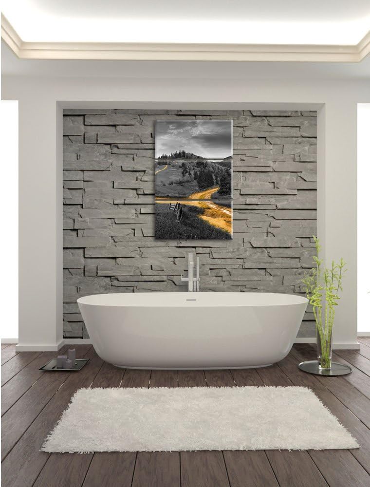Pixxprint Verträumte Berglandschaft schwarz/weiss als Leinwandbild/Grösse: 3 Teilig (120x80) cm/Wand