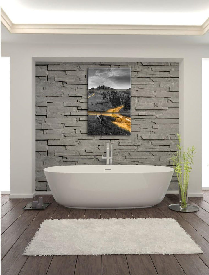 Pixxprint Verträumte Berglandschaft schwarz/weiss als Leinwandbild/Grösse: 3 Teilig (120x80) cm/Wand