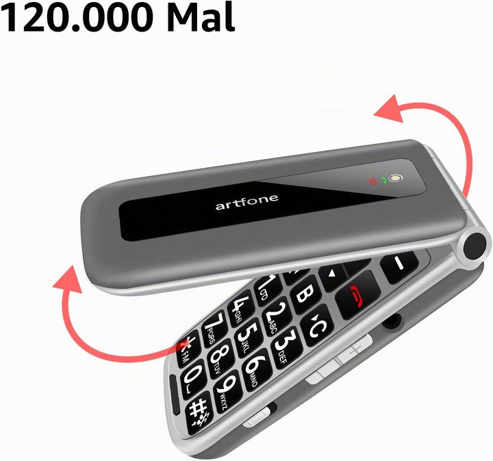 artfone 4G Mobile Pour Seniors sans abonnement, téléphone Portable à clapet Avec Touche d&