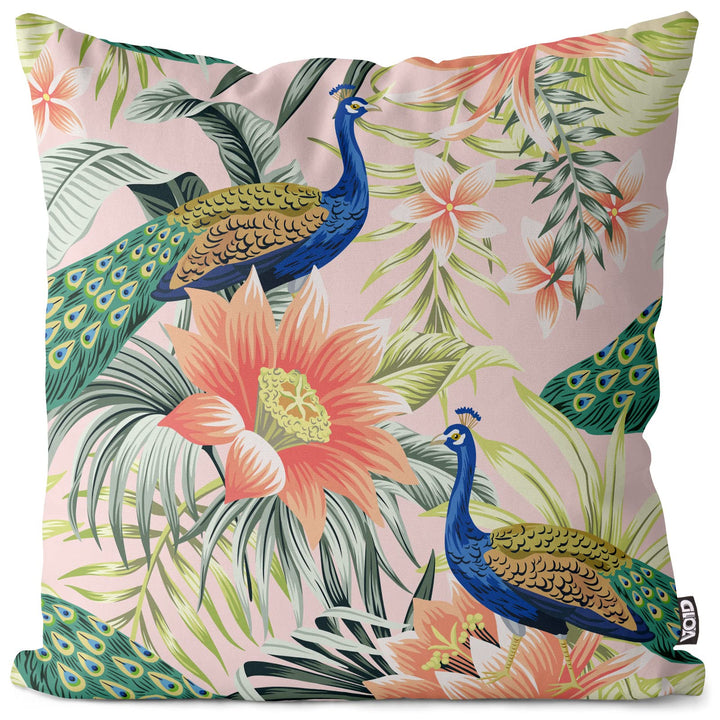 VOID Tropenvogel Pfau Hibiskus Kissenbezug Kissenhülle Sofakissen Kissen Deko Outdoor-Kissen Dekokis