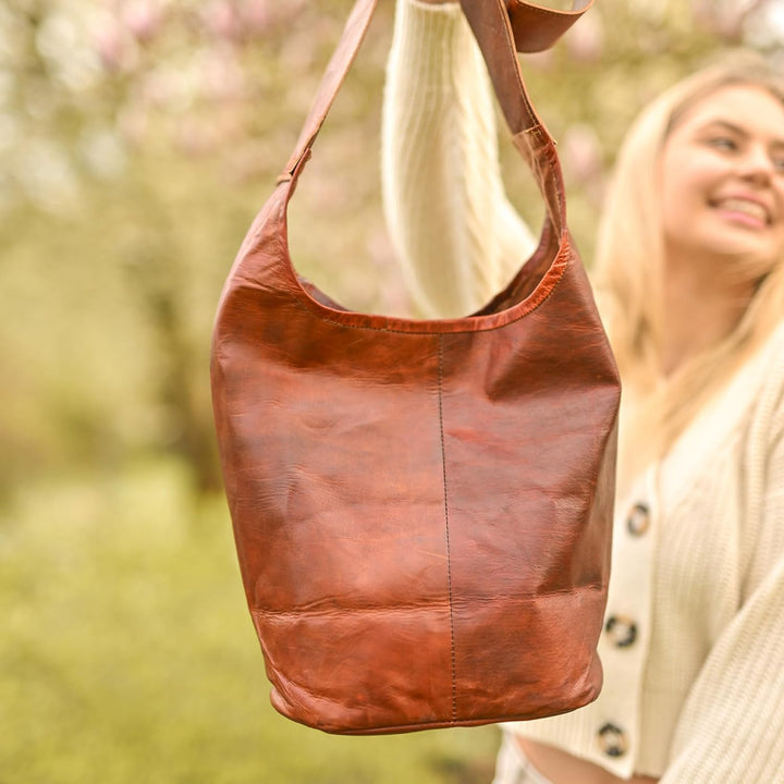 Gusti Umhängetasche Leder - Josephine Damen Umhängetasche Beuteltasche Shopper Ledertasche Vintage B
