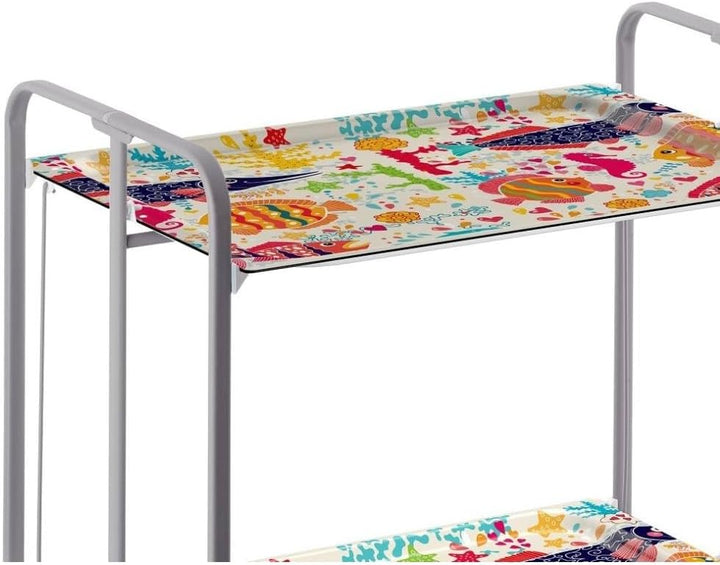 DON HIERRO - Servierwagen, klappbar, 2 Böden, grauem Rahmen. BAUHAUS-49 one size 49, one size 49