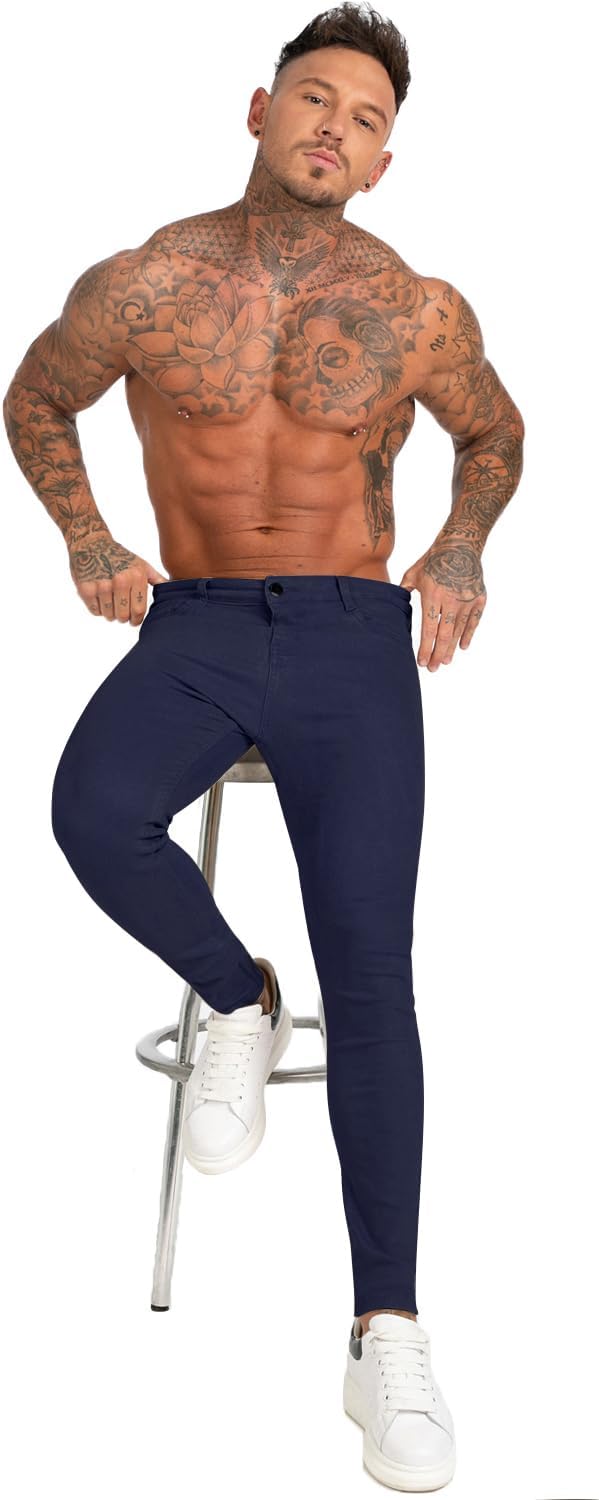 GINGTTO Skinny Jeans Herren Slim Fit Super Stretch Denim Hose Regular Fit 4 Seasons Herrenjeans Blau