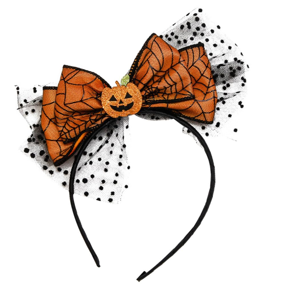 EXCEART Halloween Schädel Haarreif Damen Stirnband Kürbis Haarband Flapper Schleife Mädchen Hut Mask
