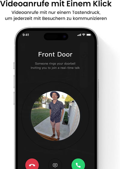 AOSU 2K HD Türklingel mit Kamera Kabellos, Smarte Video Türklingel mit Gong, 170° Weitwinkel, PIR-Be