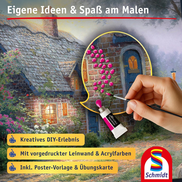 Moonlight Cottage: My Artnoble® Thomas Kinkade | Premium-Malset mit vorgedruckter Leinwand und Acryl