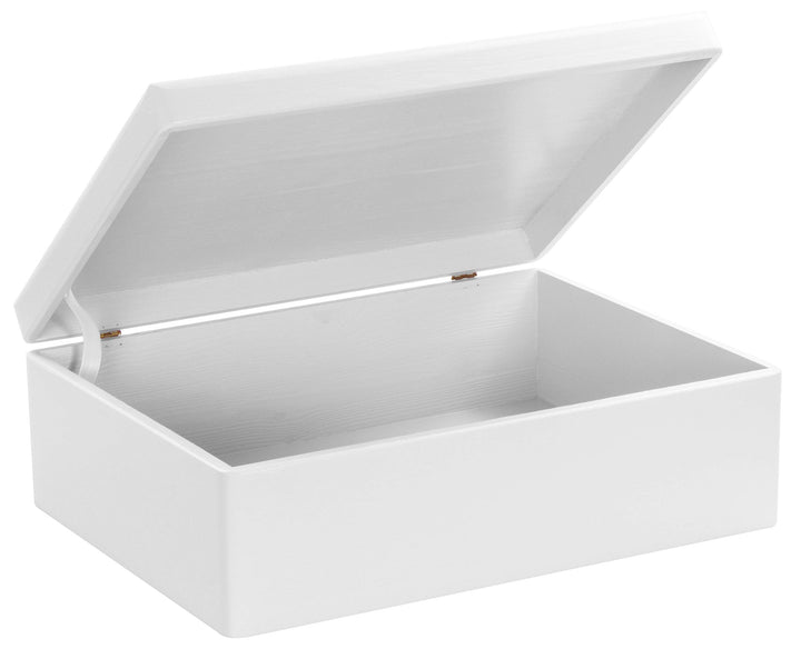 LAUBLUST Holzkiste mit Deckel - 40x30x14cm, Weiss, FSC® - Aufbewahrungskiste | Erinnerungsbox | Bast