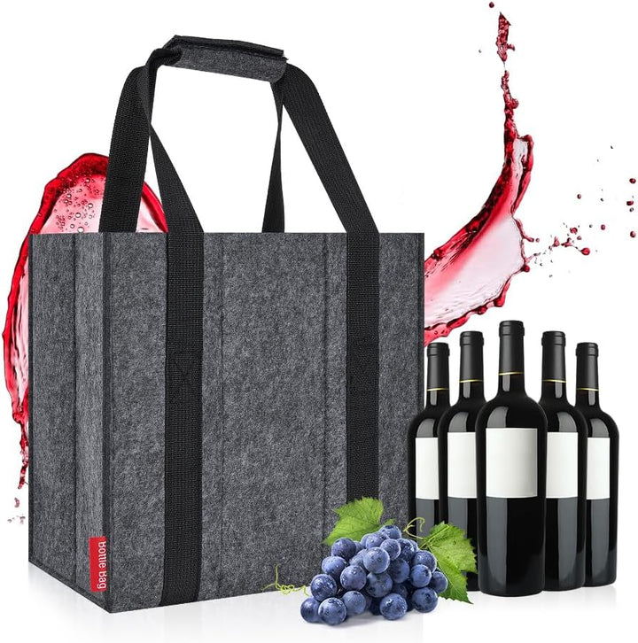 Flaschenträger 6 Fächer Flaschentasche, Filz Flaschen Tasche Wiederverwendbar Männerhandtasche für B