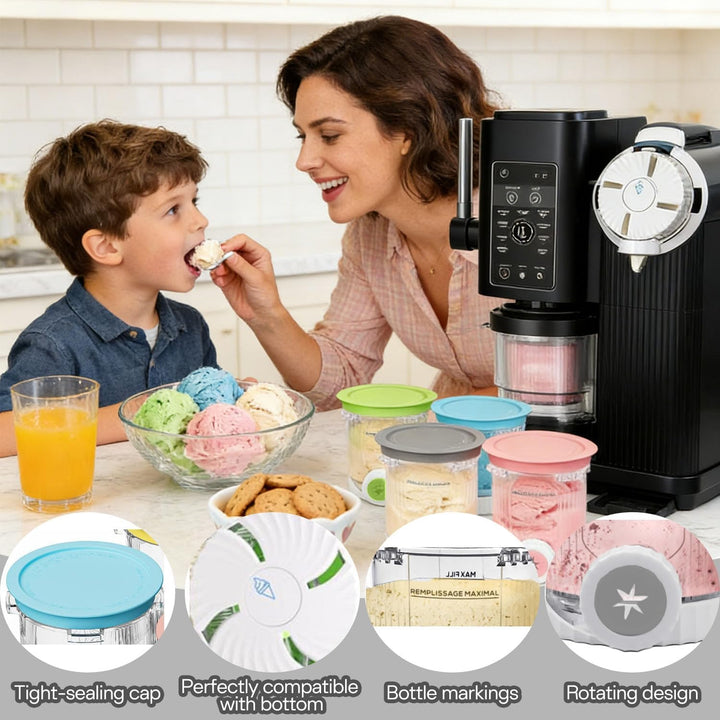 4 Stück für Ninja Swirl Creami Behälter 480ml,für Ninja Eismaschine für NC700 NC701EU Serie,BPA-frei