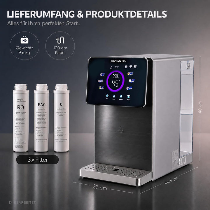 Premium Auftisch Osmoseanlage Trinkwasser – Umkehrosmoseanlage mit UV-Licht, filtert 99% Schadstoffe