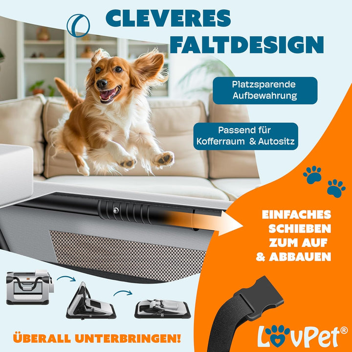 Lovpet® Transportbox Hund Katze Transporttasche M 60x42x42cm | Hunde-Tragetasche Faltbare Katzentasc