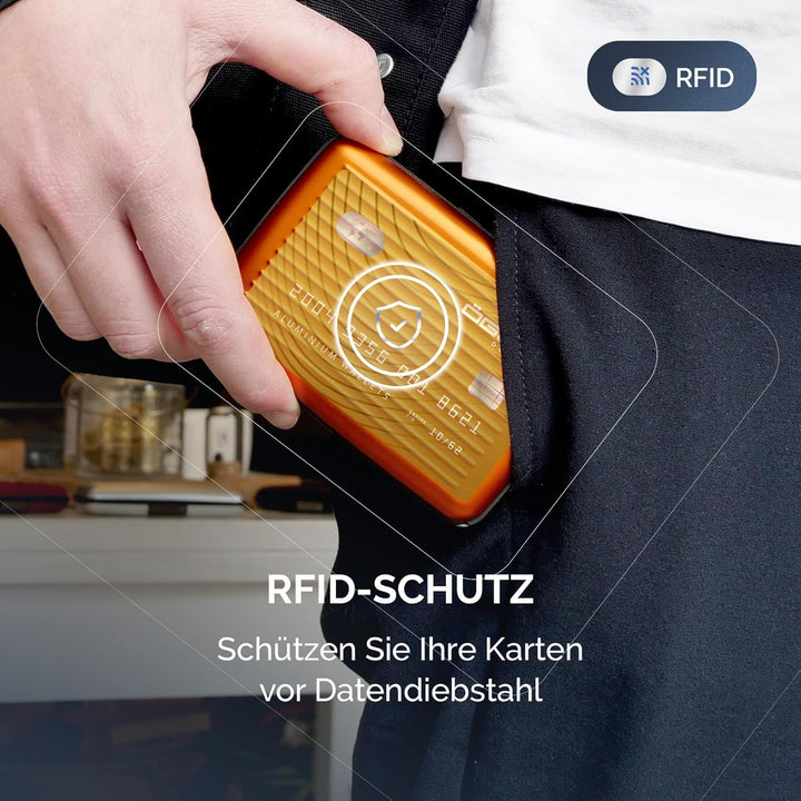ÖGON -DESIGNS- Aluminium Kartenetui, RFID-Schutz vor Betrug und Entmagnetisierung, Kompakte Geldbörs