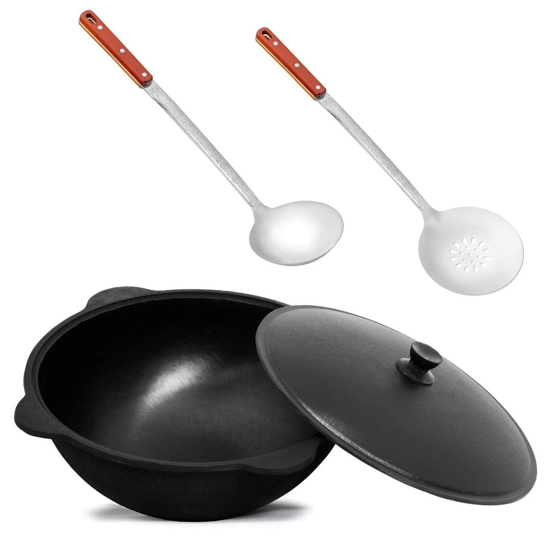 Original Usbekischer Kasan 8 L aus Gusseisen mit Aluminium-Deckel – Namangan Schwenktopf Dutch Oven