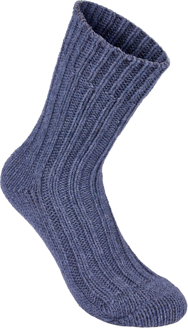 Brubaker 4 Paar Alpaka Socken sehr dick flauschig und warm - reine Alpakawolle 35-38 Blautöne, 35-38
