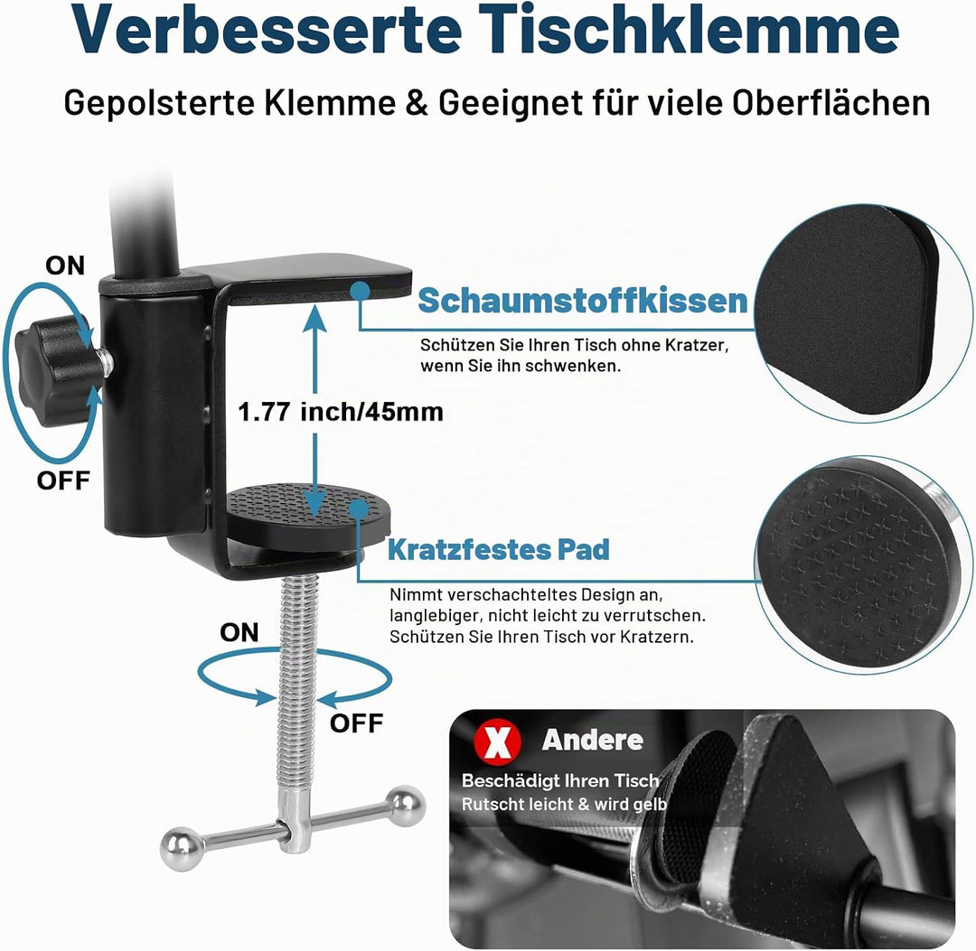 ChromLives Mikrofonarm Boom Arm für HyperX QuadCast Universal Mic Ständer Kompatibel mit HyperX Quad