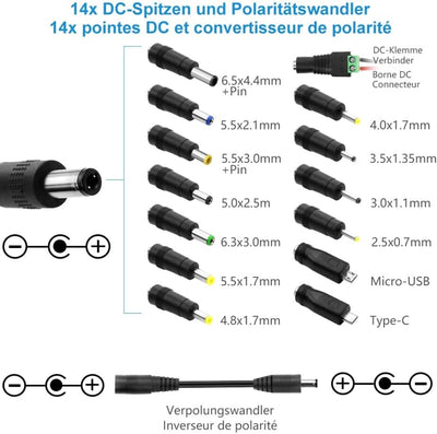 SHNITPWR Universal Netzteil 3V 4.5V 5V 6V 9V 12V Netzteil AC/DC 1A 2A 2.5A 30W Schaltnetzteil Adapte