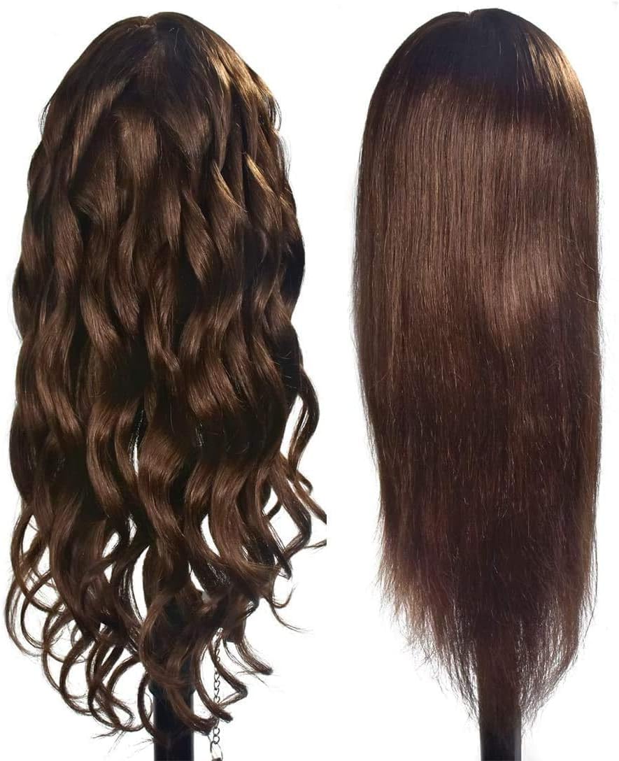 Übungskopf mit 100% Echthaar, für professionelles Frisieren, Hairstyling, Übungspuppe für Kosmetik,