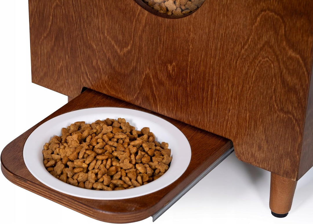 QLS Trockenfutterspender 20L für Katzen Hunde Futterspender Futterautomat mit Schale Tiere 60 x 30 x