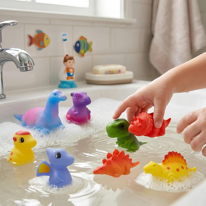 Badewannenspielzeug, 8 Stück Dinosaurier Badespielzeug, Badewannen Spielzeug Kinder, Badespielzeug B