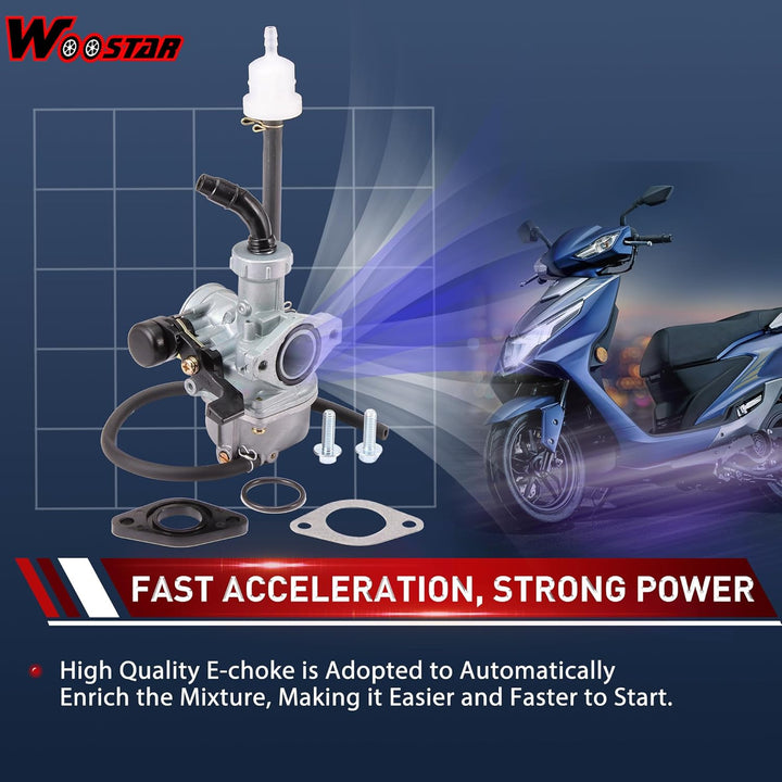 WOOSTAR PZ22 Vergaser 22mm mit Kraftstofffilter Ersatz für 4 Takt 110ccm 125ccm Dirt Pitbike ATV Qua