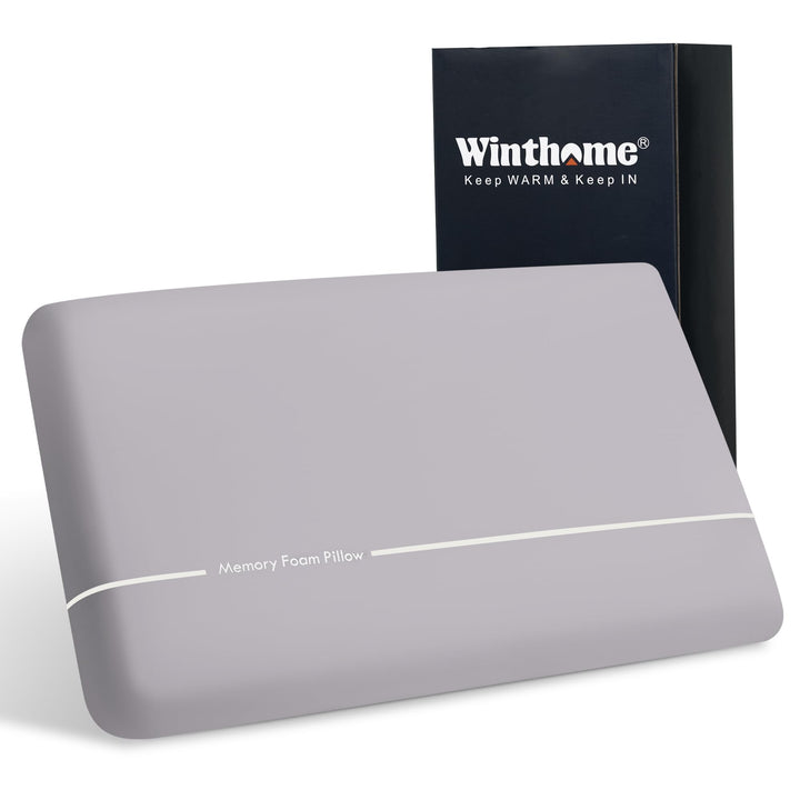 Winthome Memory Foam Kissen mit Kissenbezug, Nackenstützkissen mit Soft &amp; Fest Seite Wählbar, 0 Kleb