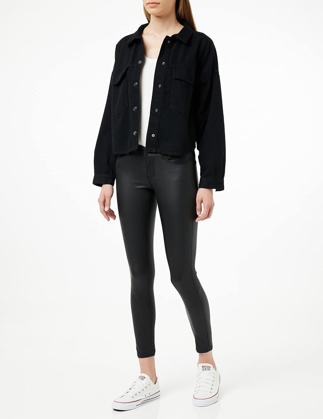 Vero Moda Women's Vmseven Nw Ss Smooth Coated Pt Petite Pants XXS / 28L Black/Detail:coated, XXS / 2