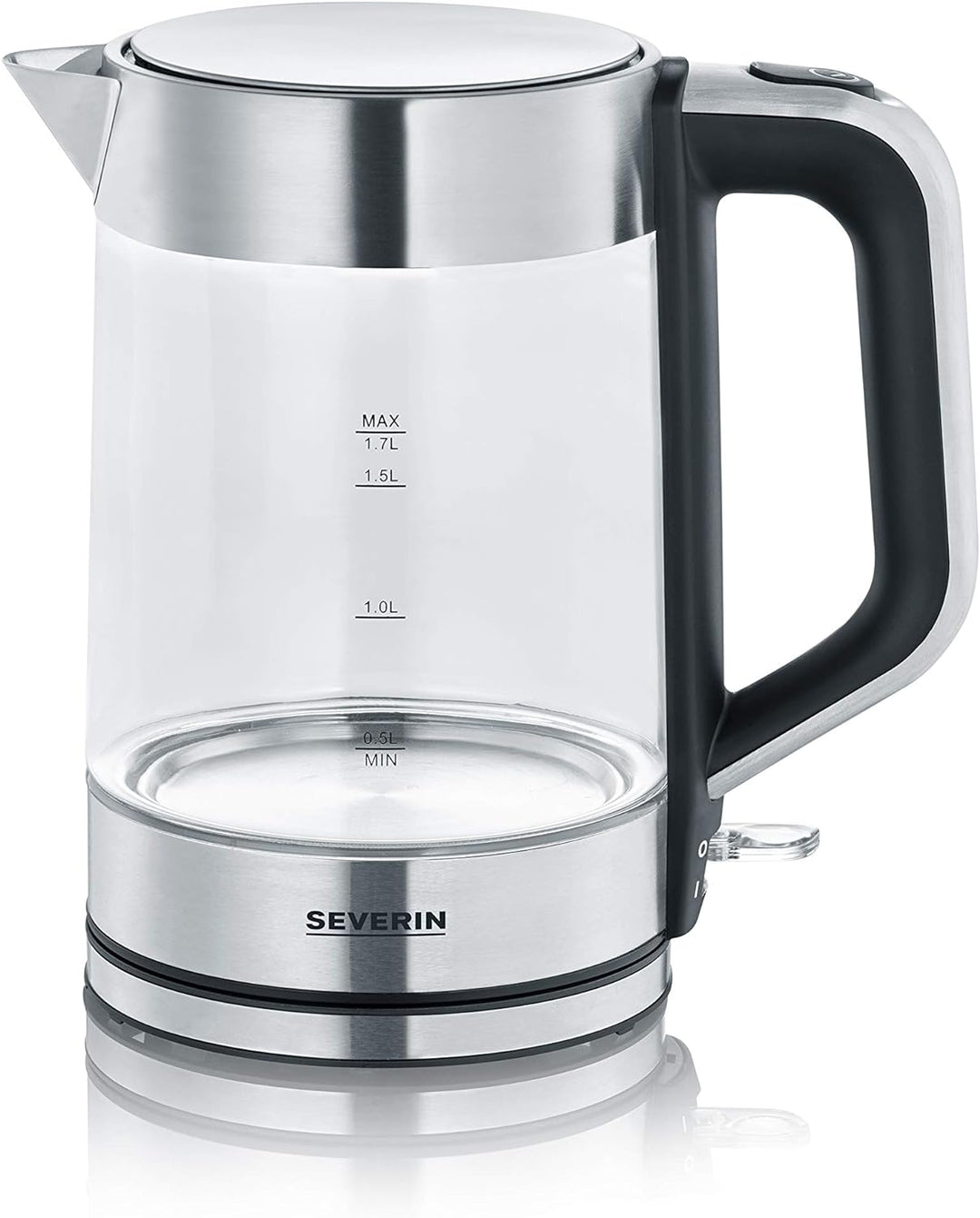 SEVERIN 3420-000 WK 3420 Wasserkocher, 2200, 1.7 liters, Glas-Edelstahl-gebürstet/schwarz &amp; Handmixe
